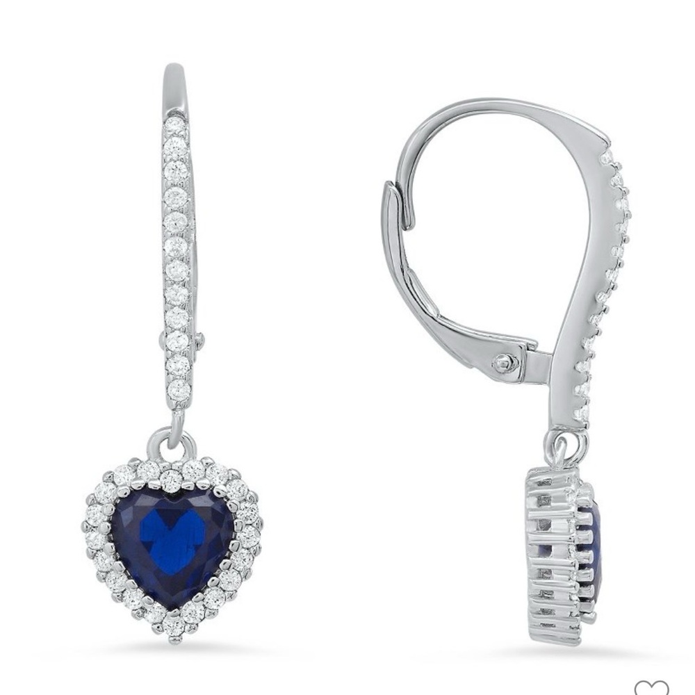 Sterling Silver NEW Heart Cut Birthstone Halo Leverback